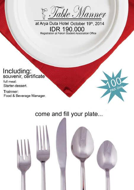 Pendaftaran TM dibuka sampai 19/09/14. Rp 190k including 3-course meal, souvenir &amp; certificate. See you at Arya Duta.