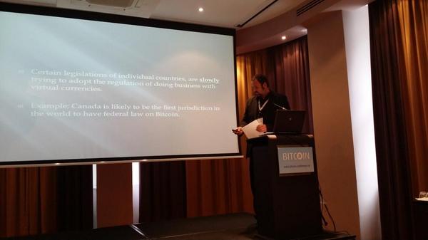GreComCompany's tweet photo. Dusen Korosec lawyer speaking about doing bitcoin related businesses in Slovenia at #BitcoinCEE http://t.co/lBucSWOCBa