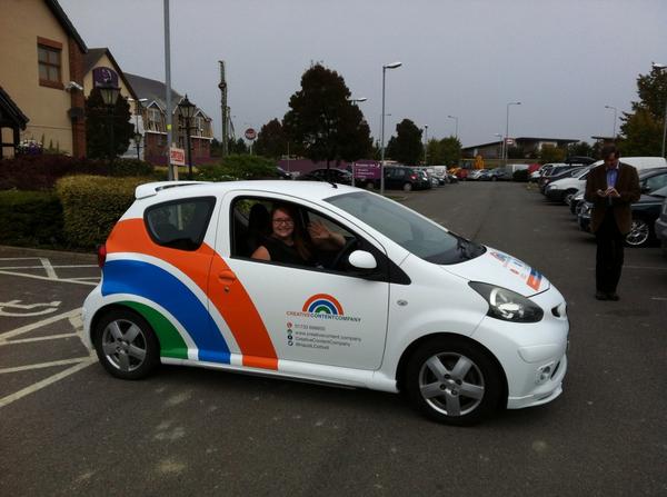 FAConfidence's tweet image. Hazel in her bright shiny colourful car!! @HazelLCottrell #CreativeNetworking