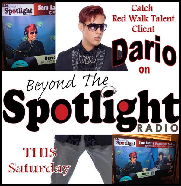 RedWalkTalentPR's tweet photo. #catch #client @darioonline on @BeyondSpotlight #RadioShow2014 THIS #saturday #bethere #fansforreal #MTV #music http://t.co/wt2QOnYhQE