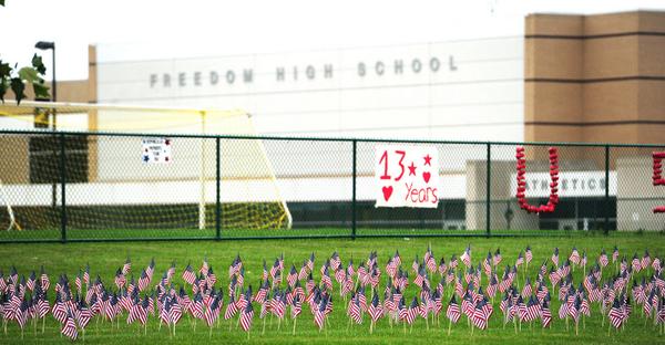“<a href="/mcall/">The Morning Call</a>: Freedom High School students placed flags this morning to #Remember911 ”