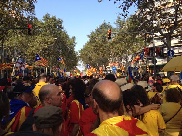 ANC_Manresa's tweet photo. Gran Via cap a un i l'altre costat #Tram50 #11s2014 #araeslhora #UnitsPel9N #ViaCatalana2014 #Bages http://t.co/hV64ebP6uz