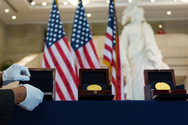 usmint's tweet image. The U.S. Mint prepared and struck three Congressional Gold Medals to honor the fallen heroes of September 11, 2001