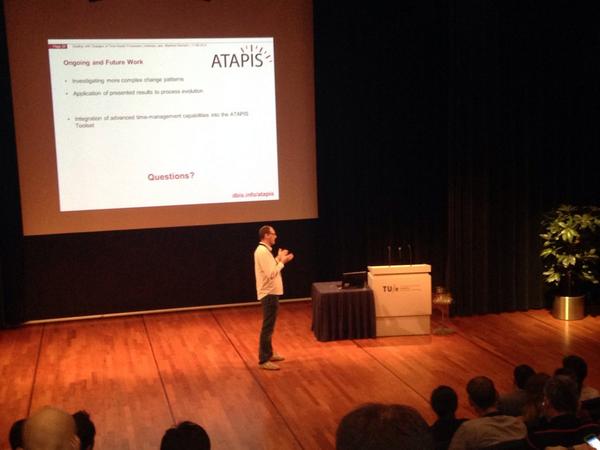 manfredreichert's tweet photo. Andreas Lanz presenting our #BPM14 paper on "Dealing with Changes of Time-Aware Processes" at Eindhoven http://t.co/amdDCMixjv