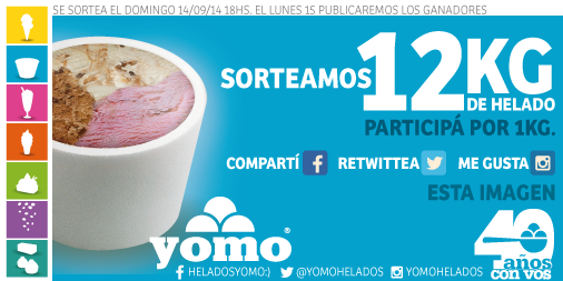 YomoHelados's tweet photo. Les dijimos que estábamos de festejo!!! se vienen los regalos. Retwittea la imagen y participa por 1 kilo de helado!! http://t.co/38XmOKmH0T