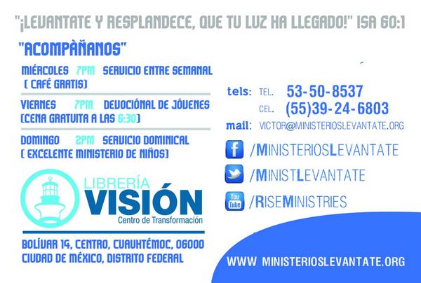 MinistLevantate's tweet image. Por la gracia de Dios y la bondad de #libreríavisión estaremos ahí empezando el domingo 21 de este mes en adelante.