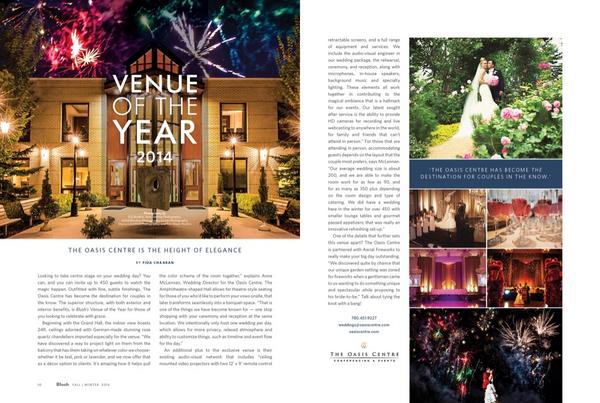 Huge congrats to <a href="/oasiscentre/">The Oasis Centre</a> in becoming Venue of the Year 2014 in <a href="/BlushMagazineCA/">BlushMagazine</a>