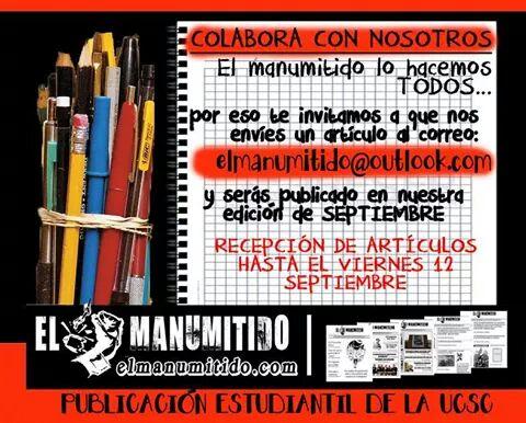 ElManumitido's tweet photo. Mañana último día para recepción de artículos! También pueden enviarnos dibujos/fotos (iconografía) [ver imagen] http://t.co/BxdKCHUuAa