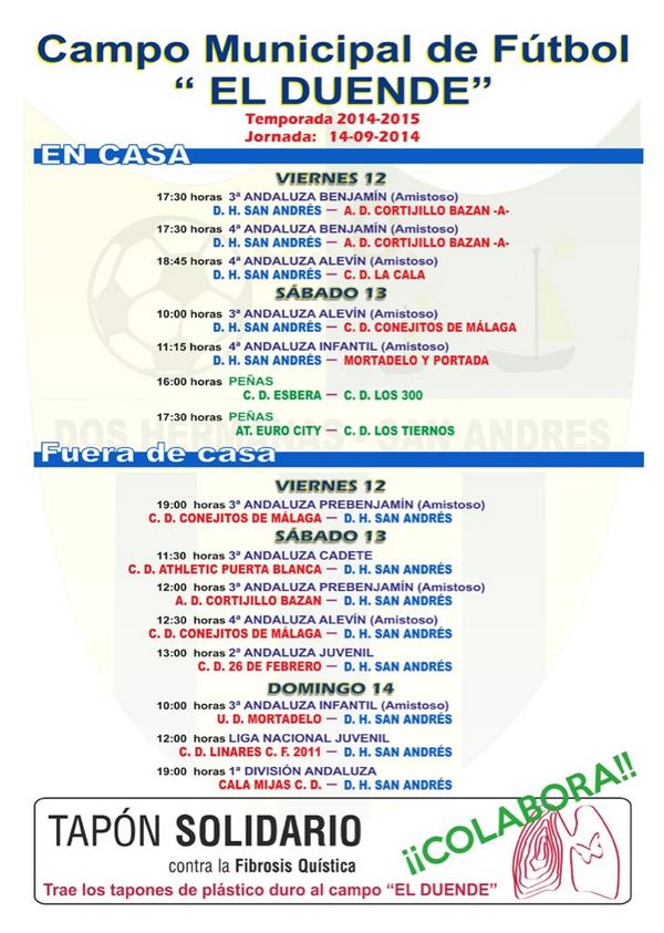 Esto son los horarios de los partidos.  De este fin de semana