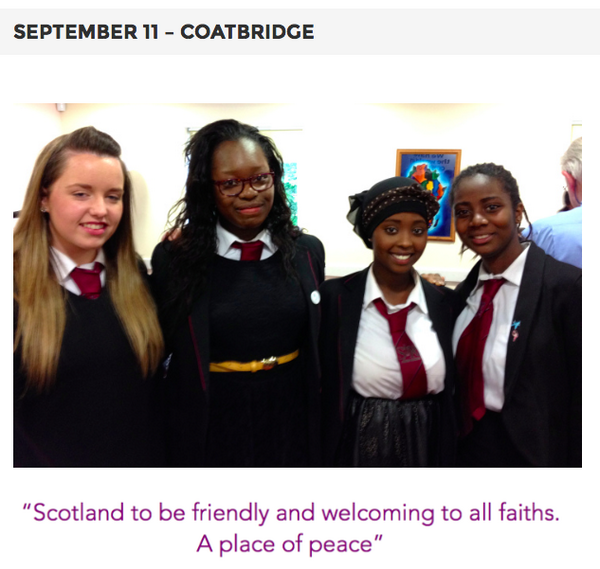 busparty2014's tweet photo. Day 11: Coatbridge, at the Conforti Institute: "Scotland to be welcoming...a Place of Peace" #TourofThoughts #indyref http://t.co/yEQmW02pul