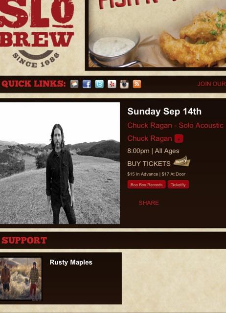 RustyMaplesband's tweet photo. This Sunday Sept. 14th #SanLuisObispo #SLOBrewingco #ChuckRagan #rustymaples #AllAges #HotWaterMusic http://t.co/4aqxtkOifr