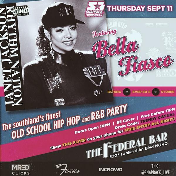 djbellafiasco's tweet image. Absolutely can't wait to be back at the best old school hiphop &amp;amp; rnb party weekly, #SnapbackLive in NoHo tonight!