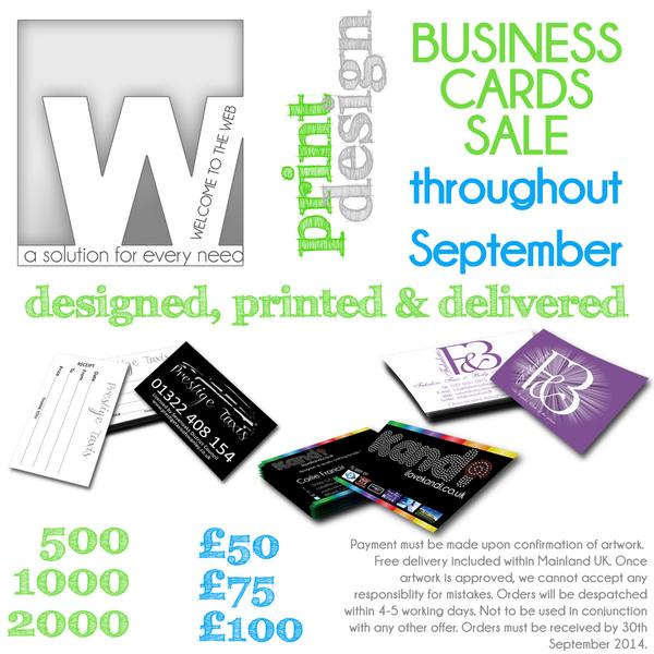 Celebrate September with a fantastic offer on business cards. 500 designed &amp; delivered for £50!!!