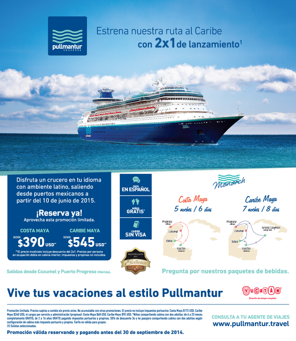 TravelReportMX's tweet photo. ¡Vuelve @pullmantur a #México con todo!  #Turismo @YucatanTurismo  #Cruceros http://t.co/fZD8UrKLFZ