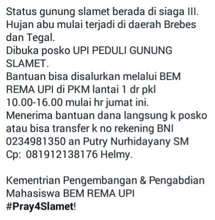 bemremaupi's tweet image. Indonesia Berduka, UPI #PeduliSlamet #Pray4Slamet @fptk_upi @infoFPBS @FPEBrengrengan @info_FPIPS @AEDF_UPI @HMJ_PKK