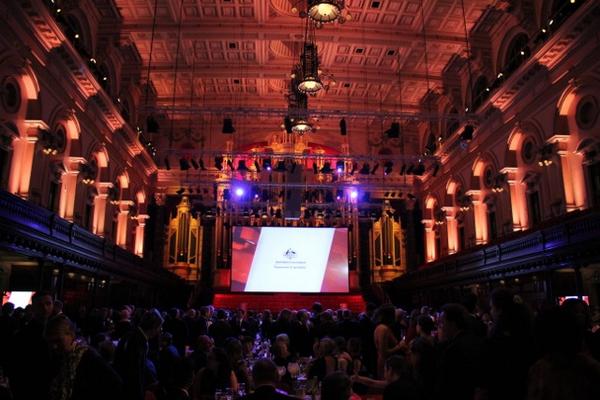Aus_ScienceWeek's tweet photo. The #Sydney Town Hall looked amazing for the @eurekaprizes #eureka14 @cityofsydney http://t.co/t1PfavgTtF