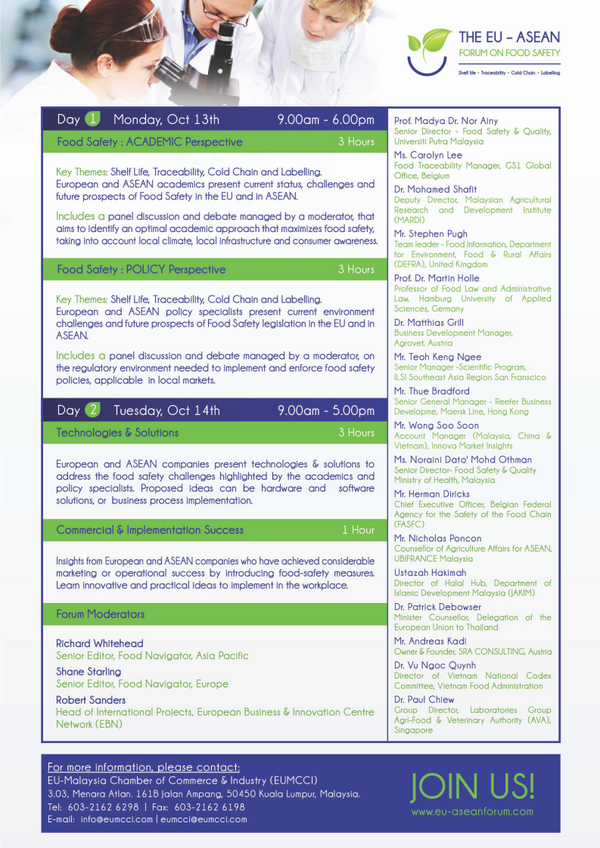 SEBSEAM_M's tweet photo. 1 Month until the EU-ASEAN Forum on Food Safety in Kuala Lumpur!It promises to be an excellent event,do register fast http://t.co/fACZoWgrHR