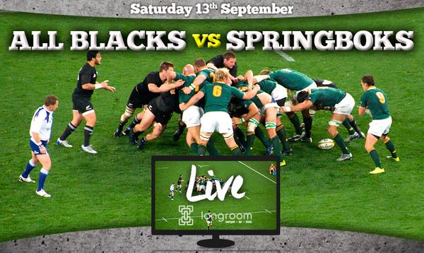 Longroom_NZ's tweet photo. Tomorrow - watch the mighty #AllBlacks take on the #Springboks! LIVE on the big screen at Longroom. Kick off at 7.35! http://t.co/EY5UptbjG9