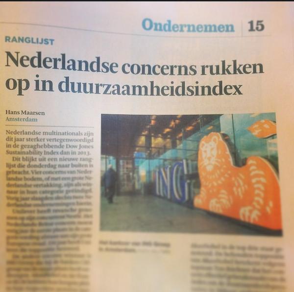 Congrats!! <a href="/ING_news/">ING</a> <a href="/KLM/">KLM</a> <a href="/AkzoNobelNL/">AkzoNobel Nederland</a> <a href="/Unilever/">Unilever</a> bovenaan in #duurzaamheidsindex