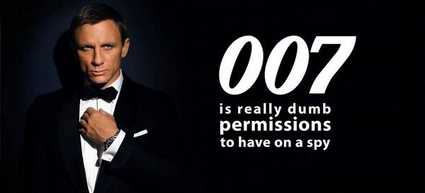 tfir_io's tweet photo. 007? Very dumb persmission for a spy!
#linux http://t.co/Lqd3yoERw2