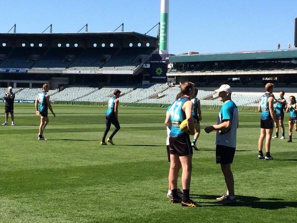 PAFC's tweet photo. Matty White out at training on Patersons Stadium #weareportadelaide #AFLFinals http://t.co/cJ0u3zWykZ