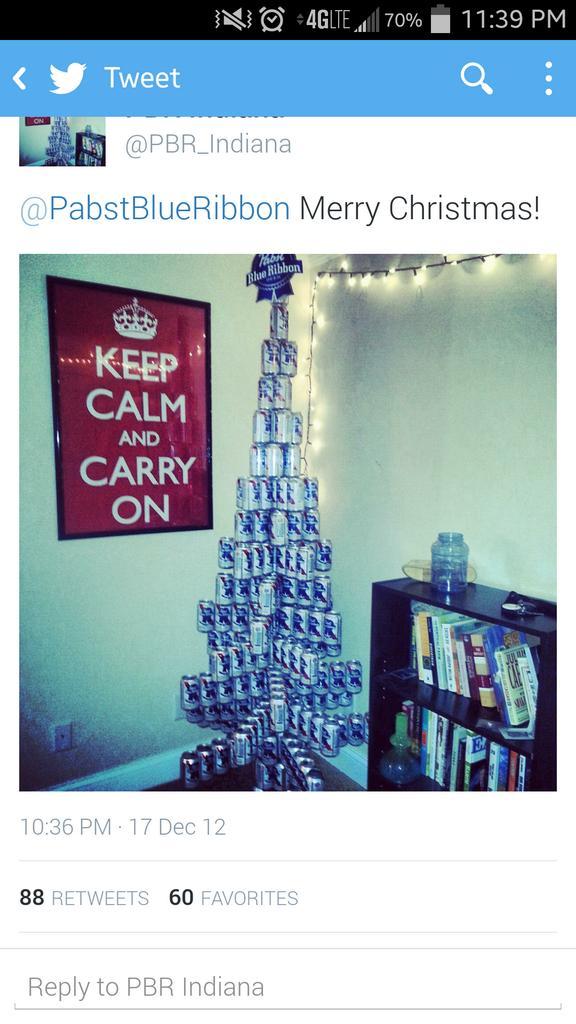 PBR_Indiana's tweet photo. account got 80+ RT for a christmas tree Please help recover Following any that follow back @Pabst_Milwaukee @IndyPBR http://t.co/sZOelV0cgE