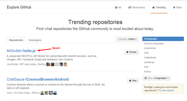 setData's tweet image. Hottest project in the world right now is [drum roll]... A client side authentication library #crazy - #hellojs