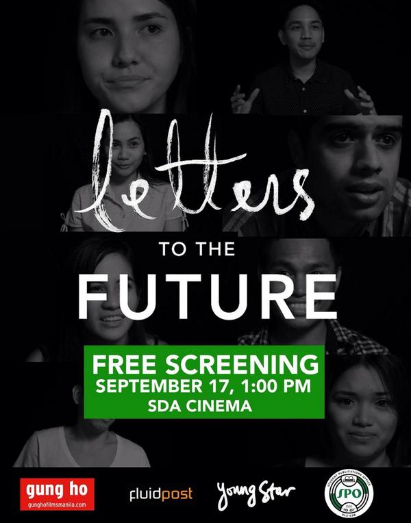 theAdAstra's tweet photo. In partnership with Young Star, SPO will hold a free screening of Letters to the Future on Sept. 17. #futureletters http://t.co/oRseLPsAwo