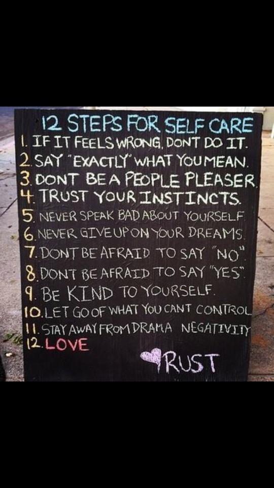 LearnSelfLove's tweet photo. Good advice, 12 steps to a #HappyLife! #12StepsForSelfCare. #LoveYourself #BeKind #BeHealthy #BeHappy. ❤️❤️ http://t.co/kHunNFLH0m