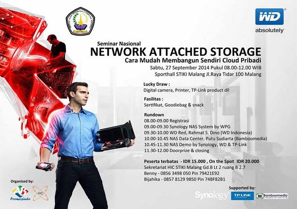 HICteam96's tweet photo. @acaraapa_com Seminar Nasional NETWORK ATTACHED STORAGE. Sabtu 27-09-2014 di kampus @STIKIMalang. http://t.co/7GNNnBjVw8