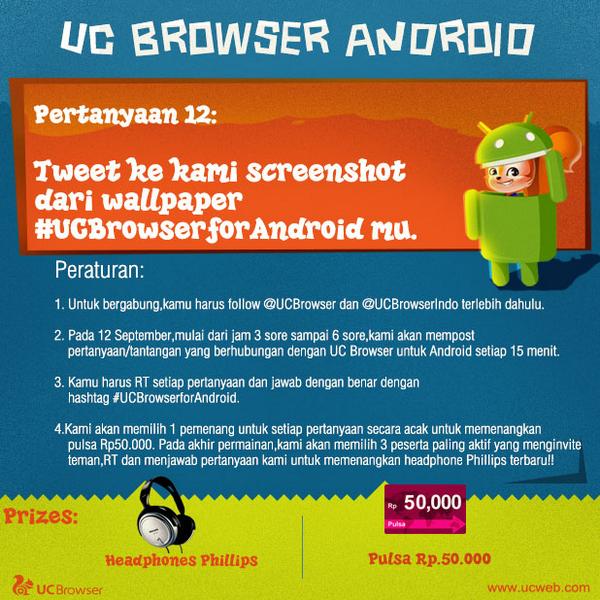 UCBrowser's tweet photo. Selamat  kepada @helorara! Kamu memenangkan pulsa Rp.50,000! Pertanyaan selanjutnya akan hadir!  #UCBrowserAndroid http://t.co/mVIKiUt4lx