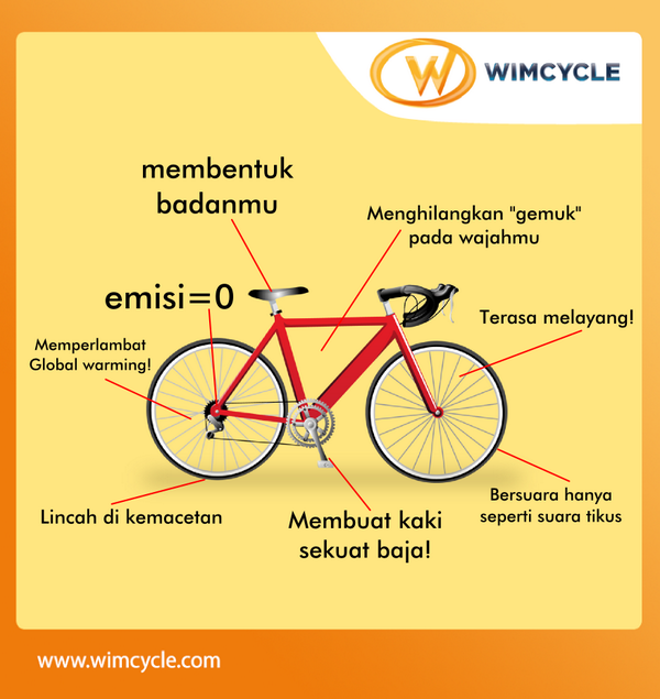 wimcycle's tweet photo. Selain membuat kakimu sekuat baja, apalagi ya manfaat bersepeda? Ayo cek, Like dan Share yah http://t.co/jbfRxye671