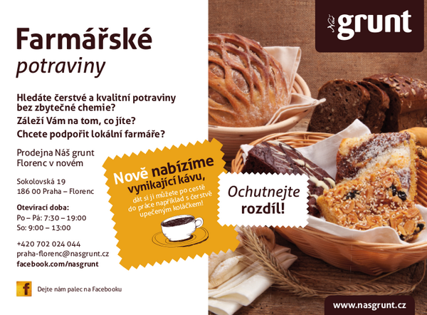 NasGrunt's tweet photo. Pražáci, prodejna na Florenci je hezčí, má toho víc a nabízí kafe s sebou. Stavte se pro sváču a nákup na víkend :) http://t.co/PORPnJ7fQQ