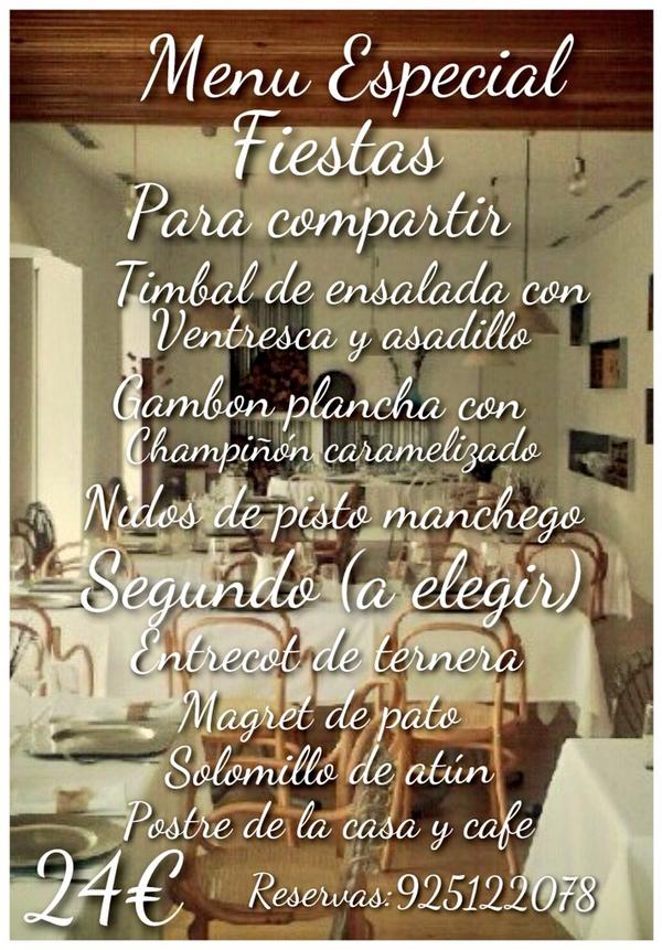 RestauranteRM's tweet photo. Ya están los menús para estas fiestas también podéis disfrutar de nuestra carta . Reserva tu mesa al 925122078 http://t.co/XRkmFqD4HB
