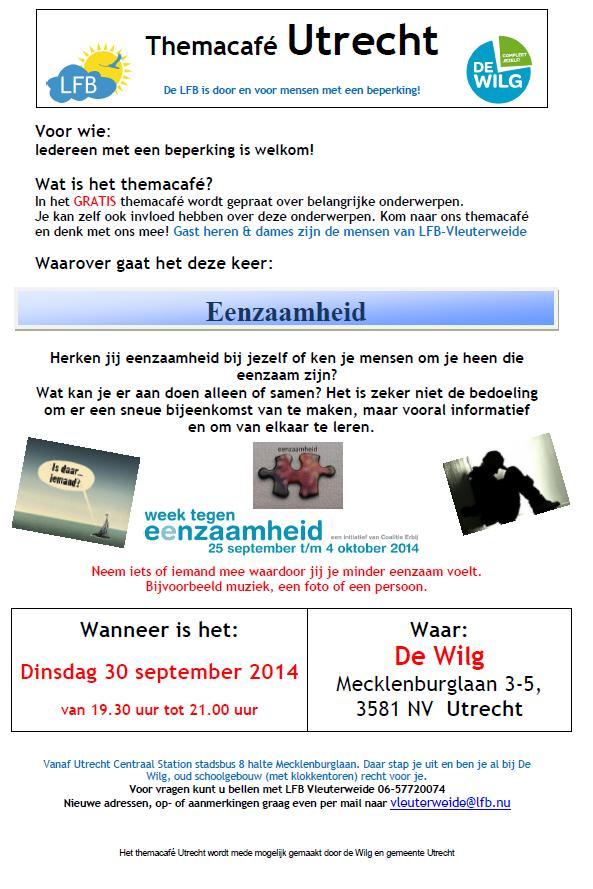 Kom 30 september ook naar het thema cafe!