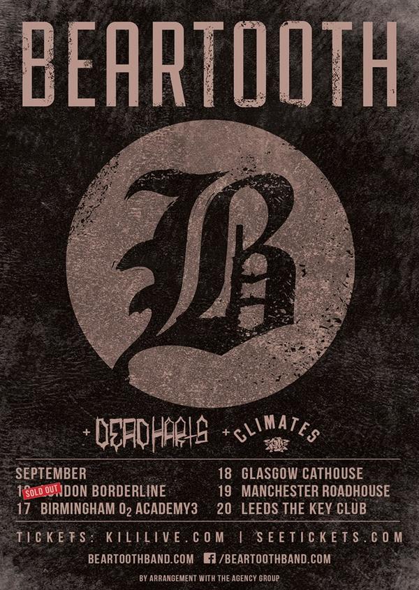 TranscendMusic's tweet photo. The London date of the @BEARTOOTHband / @deadharts tour has now sold out!! All others are coming close! #cfthy http://t.co/GYVweVf1aW