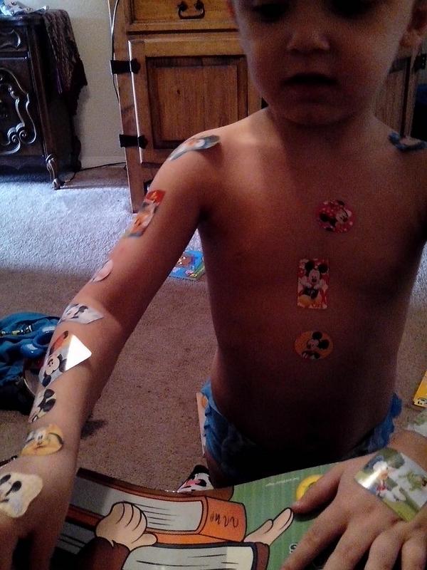 CapAmerica70's tweet image. //He demanded I put Disney stickers on him.