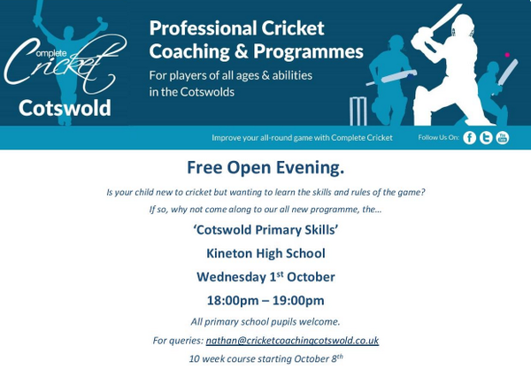 CricketCotswold's tweet photo. Come along to our free open evening! @CompleteCricket @CroftPrepSchool http://t.co/sWgiJWEfjV