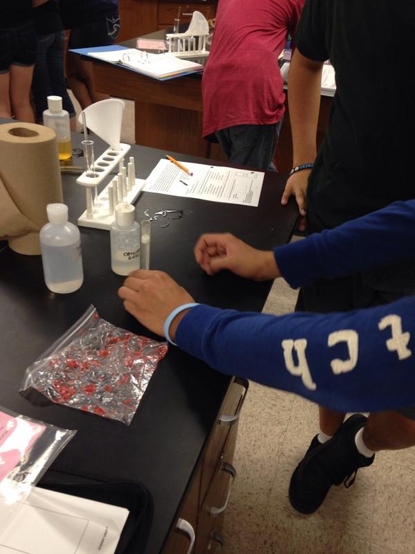 sciencelite's tweet photo. #darbybio @McDanielsBio DNA extraction from a strawberry http://t.co/qeGVL04yuu