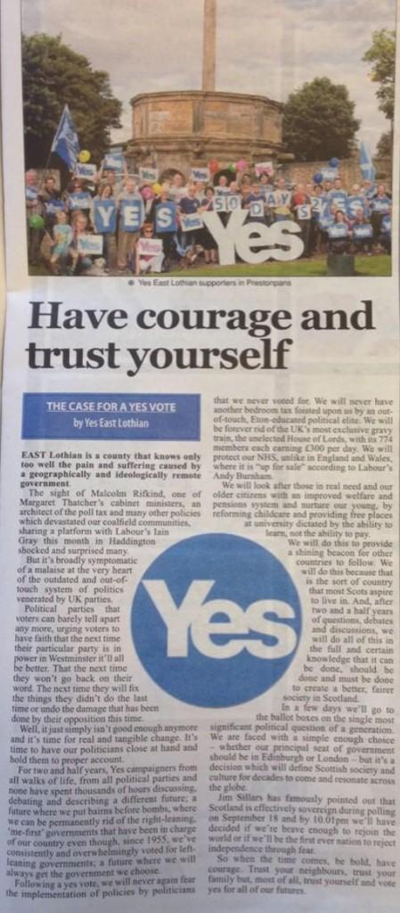 Trust your friends, trust your family, but most of all trust yourself with Scotland's future #VoteYes in the #IndyRef