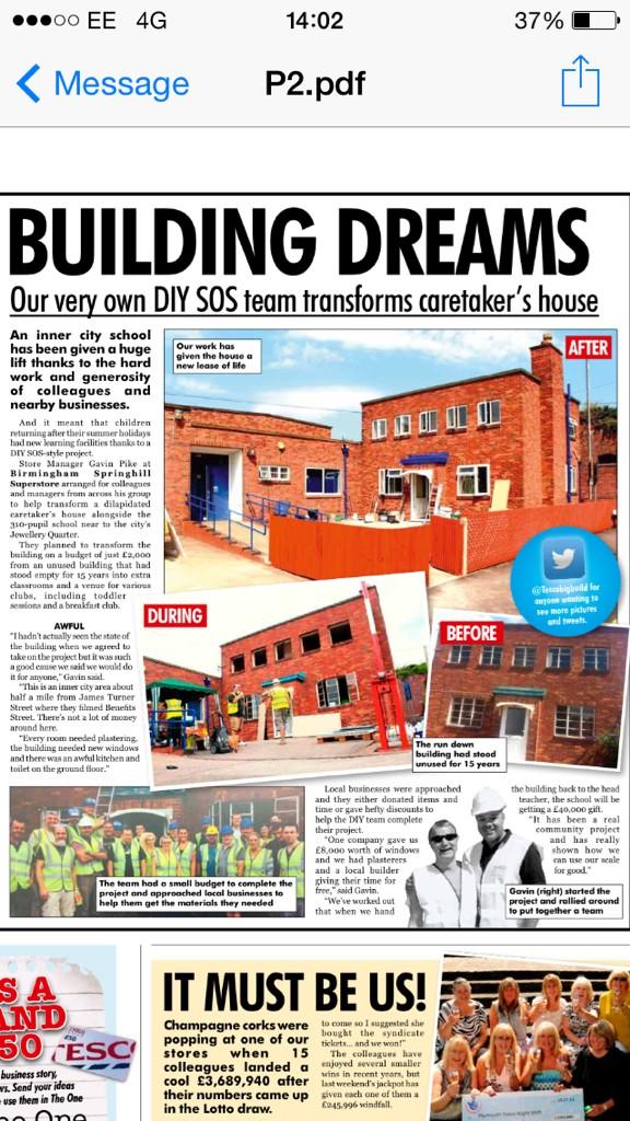 G4vnn's tweet photo. @Tescobigbuild in one magazine, sharing with the business what true collaboration can deliver into a community! :-) http://t.co/ayp9uAiMSN