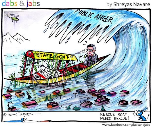 SureshB127's tweet image. RT @htTweets: #HTblog | A cartoon on Jammu &amp;amp; #Kashmir&apos;s flood of anger, by @dabsandjabs