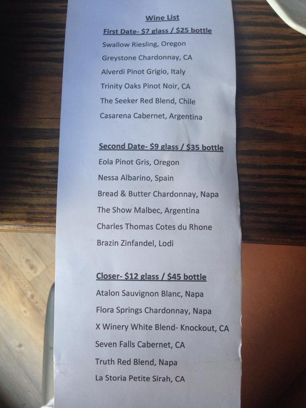 Wineschematic's tweet photo. @DraughtClt got it right. #firstdate #seconddate #closer wine list! We love😍🍷 http://t.co/bys14xcAQG