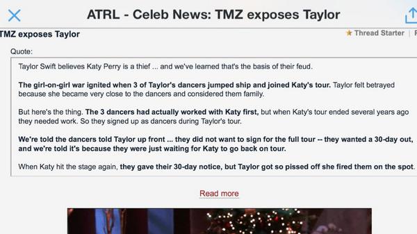 PerryReactions's tweet image. LMAO TMZ JUST EXPOSED TAYLOR. Look KatyCats! The truth is there. 😭 
#queenPerry