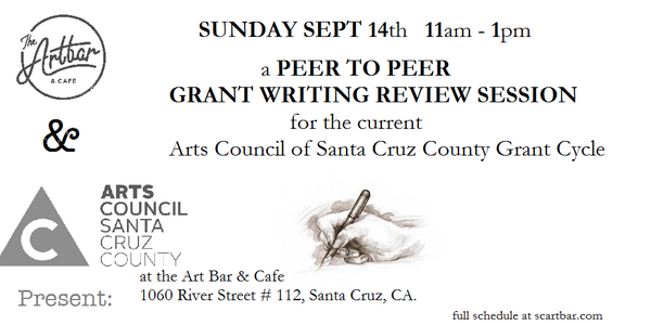 The_Art_Bar's tweet image. free grant peer-to-peer review with Jim Brown from @ArtsCouncilSCC this Sunday #artssupport #SantaCruz
