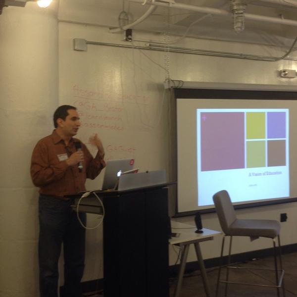 LearnLaunch's tweet photo. Monty Sharma of @mass_digi is kicking off the afternoon, discussing learning science and the future. #AssembledEd http://t.co/rWbmXutv4r