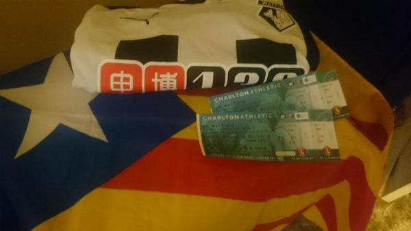 compton86's tweet image. Ready for tomorrow, @oscargarciaj first game so catalonia flag will be joining #wfc #watfordfc #charltonafc #awaydays