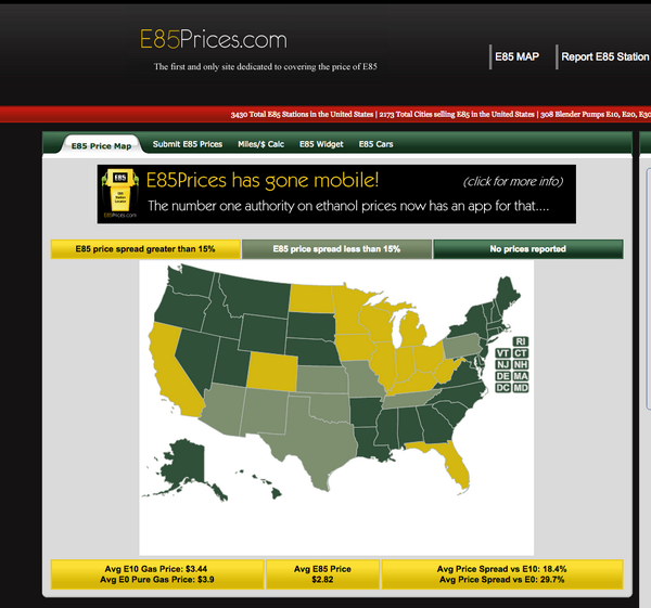 E85Pricescom's tweet photo. @GM  E85 Station Growth Continues ..There are now 3,430 Stations in 2,173 US Cities that carry E85.. http://t.co/UgpGtvXGsL