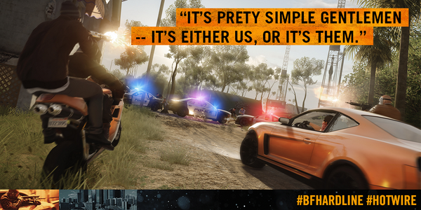 Battlefield's tweet photo. Sometimes you gotta roll head on to keep your head on. #BFHardline #Hotwire See more on Sept 18. http://t.co/rRnMuMPgur