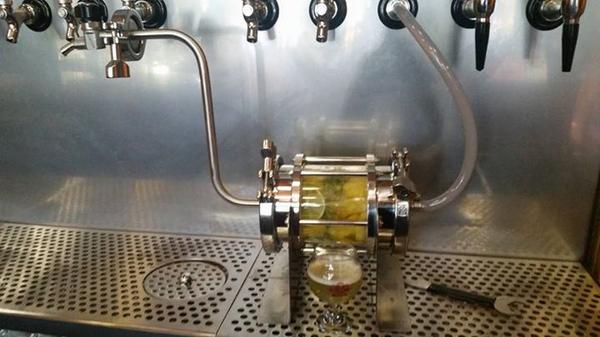CiderSociety's tweet photo. Say hello to our little Randall. Featuring pineapple, mango and lime with @tietoncider ice cider soaked Chinook hops. http://t.co/FDdnw6SPRR